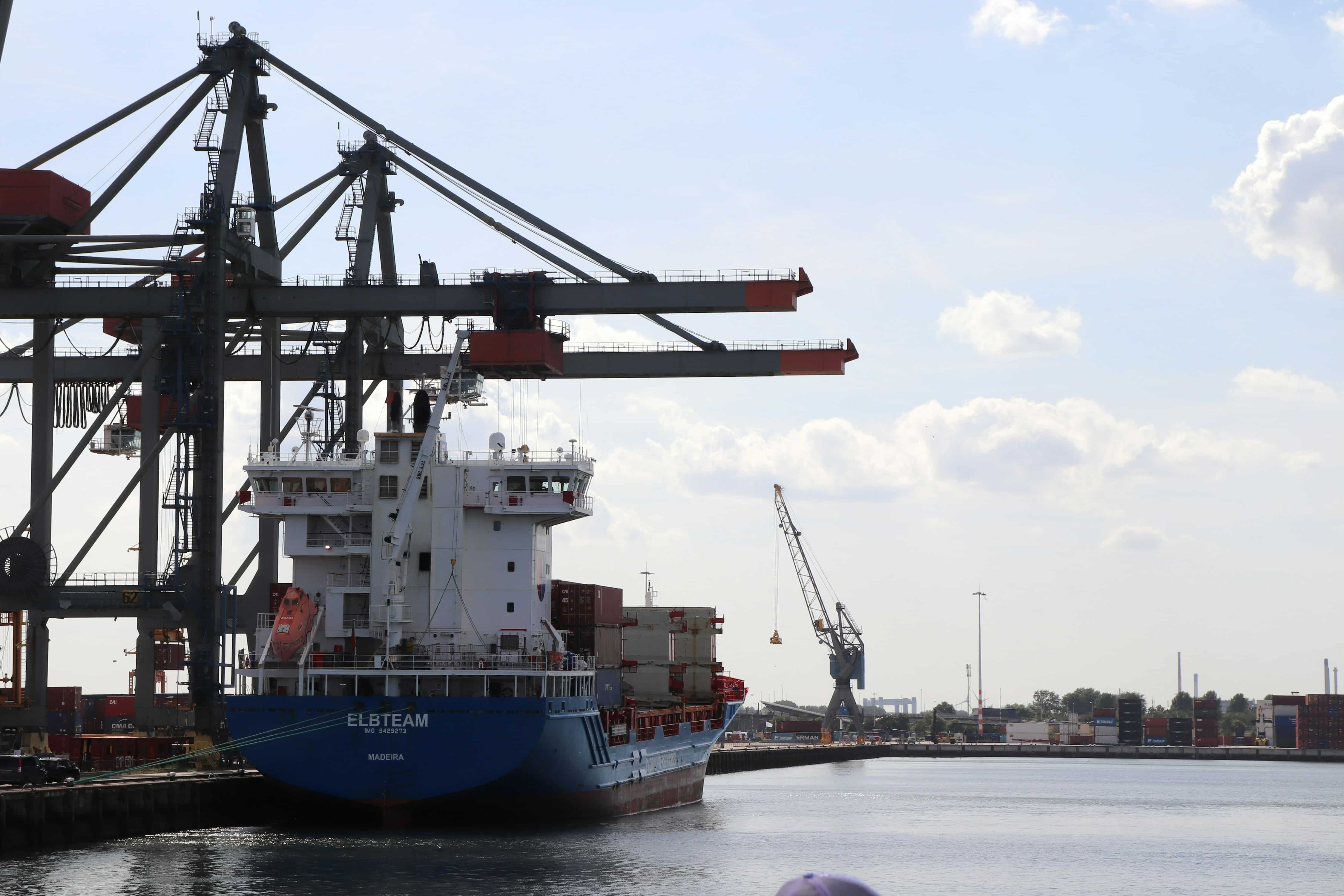 A large boat in a body of water