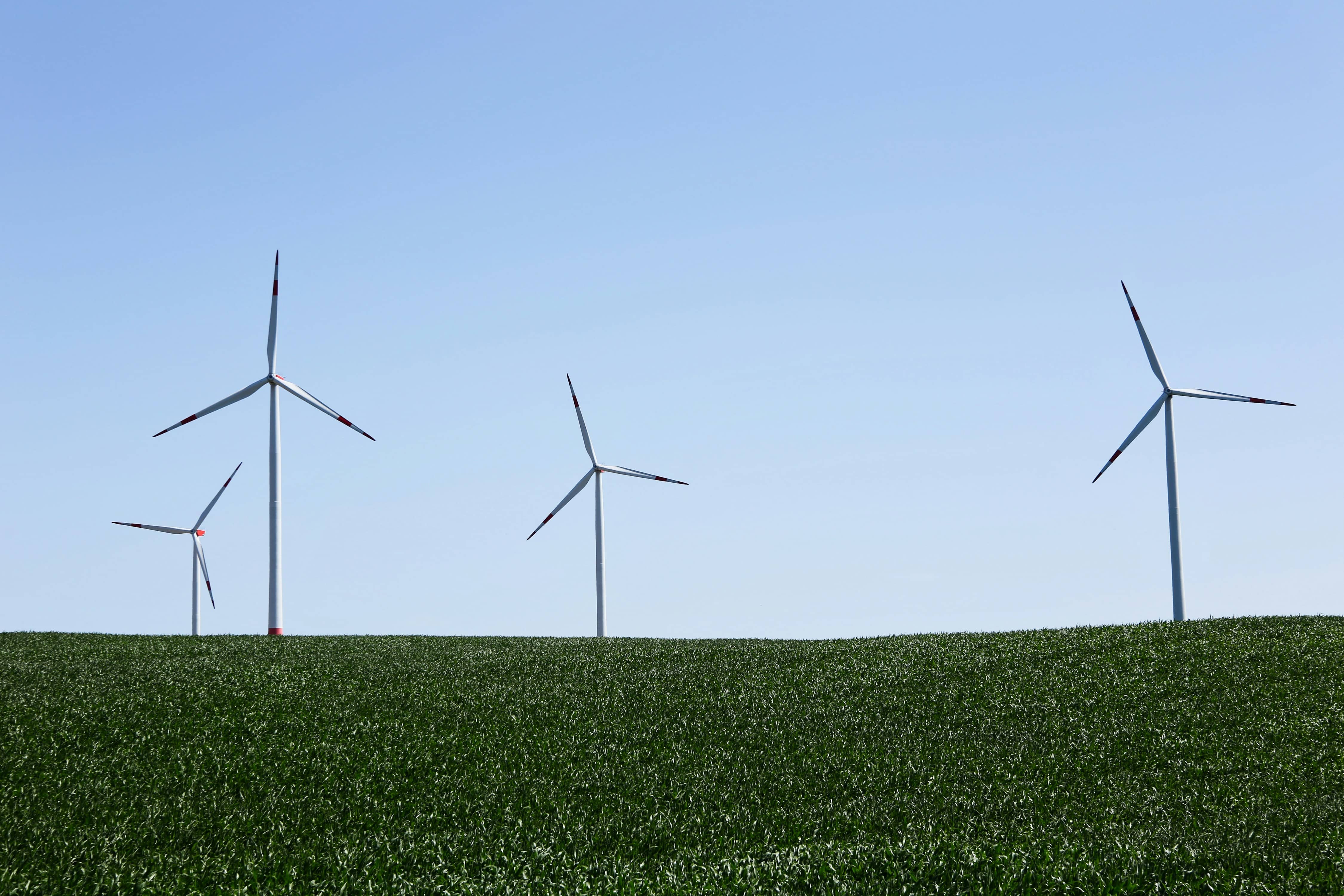 four wind turbines