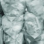 white and green plastic bags