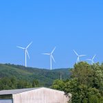 a group of wind turbines