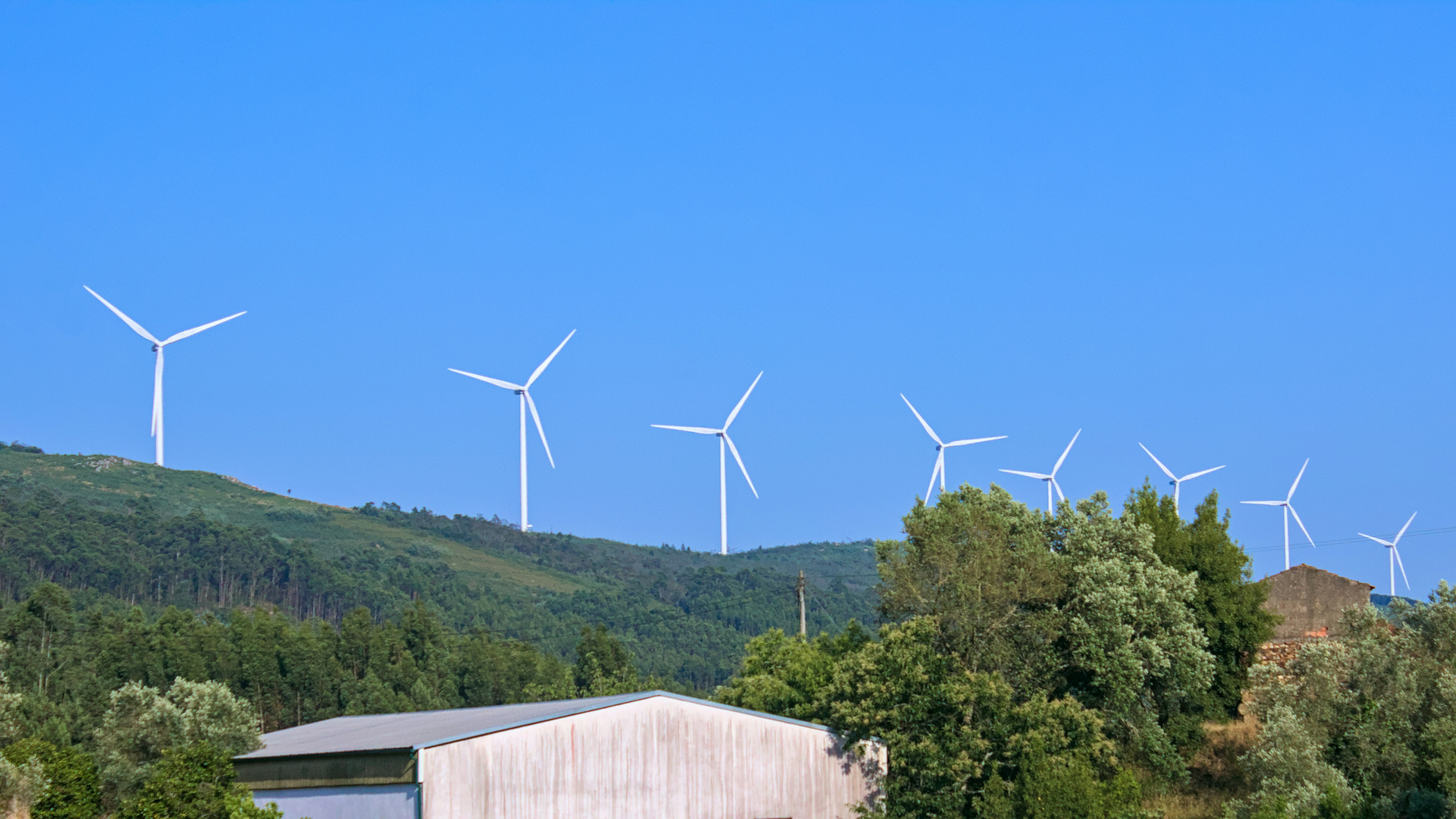 a group of wind turbines