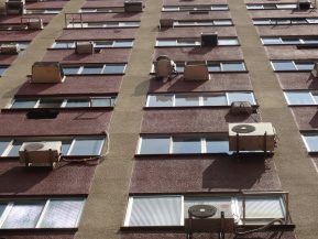 A very tall building with lots of windows